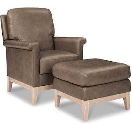 Modern Chair and Ottoman with Solid Wood Base